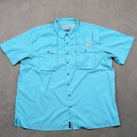 Magellan Outdoors Fishing Shirt 3XL Blue Short Sleeve Ventilated Pockets Utility — photo 2